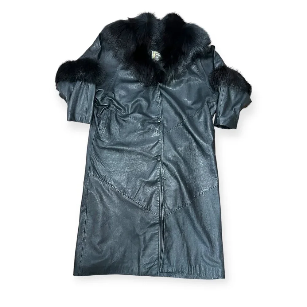 Vintage Leather/Fur Coat - Picture 4 of 7